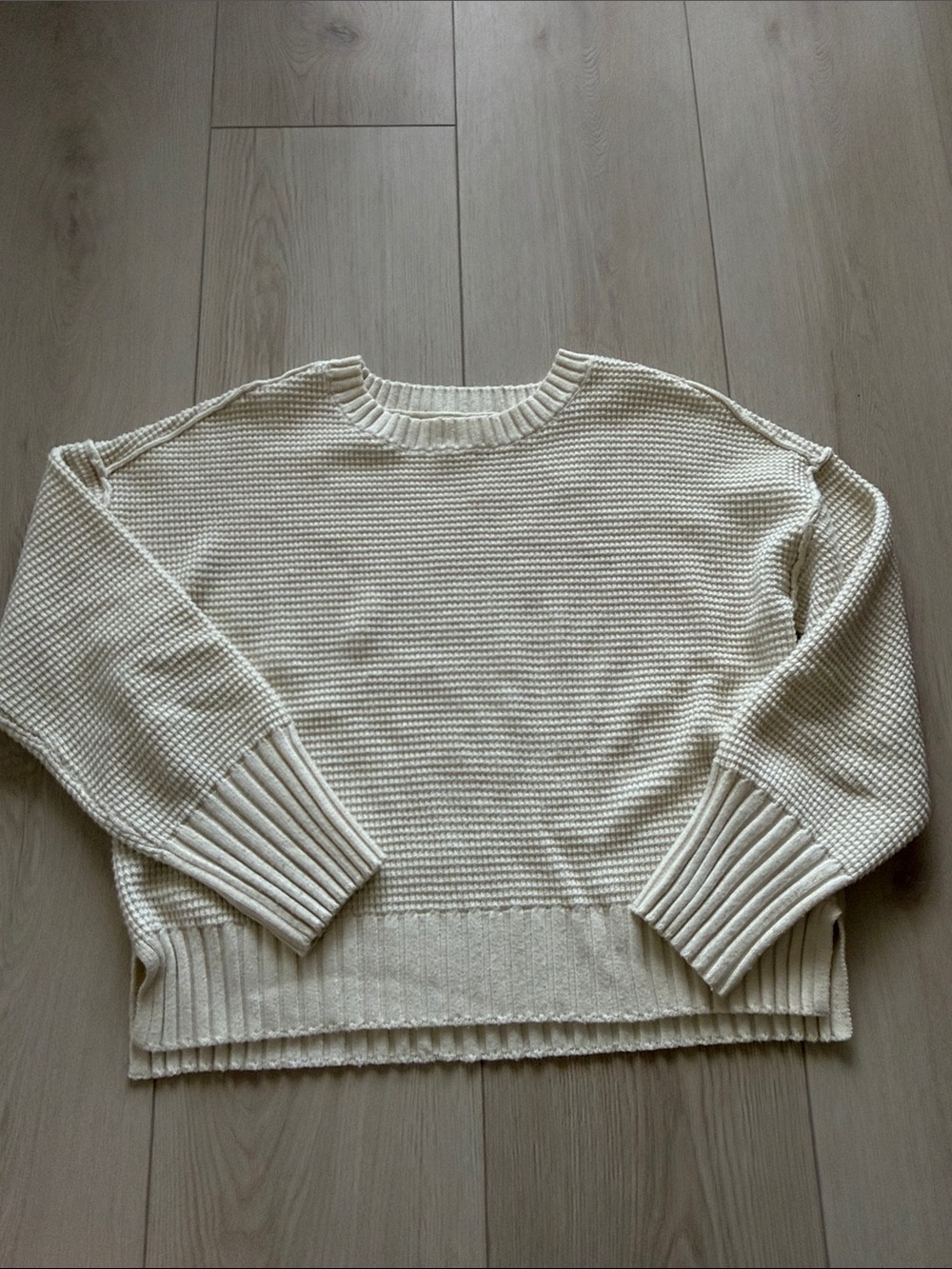 Jessica Simpson Cream Ribbed Crewneck Sweater